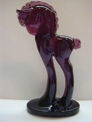 MOSSER GLASS PURPLE AMETHYST ART DECO GRECIAN PONY HORSE FIGURINE