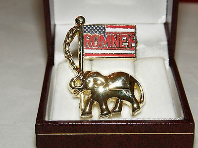 REPUBLICAN GOP ELEPHANT US FLAG PIN ROMNEY PRESIDENT ELECTION KEEPSAKE 