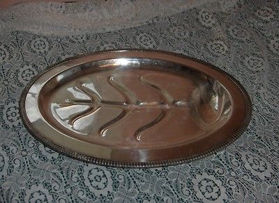 Vintage Crescent EPNS Meat Serving Tray With Well 3356