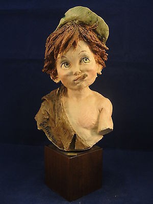 Capodimonte Signed Bust Boy smoking Cigar G. Giuseppe Armani Vintage 