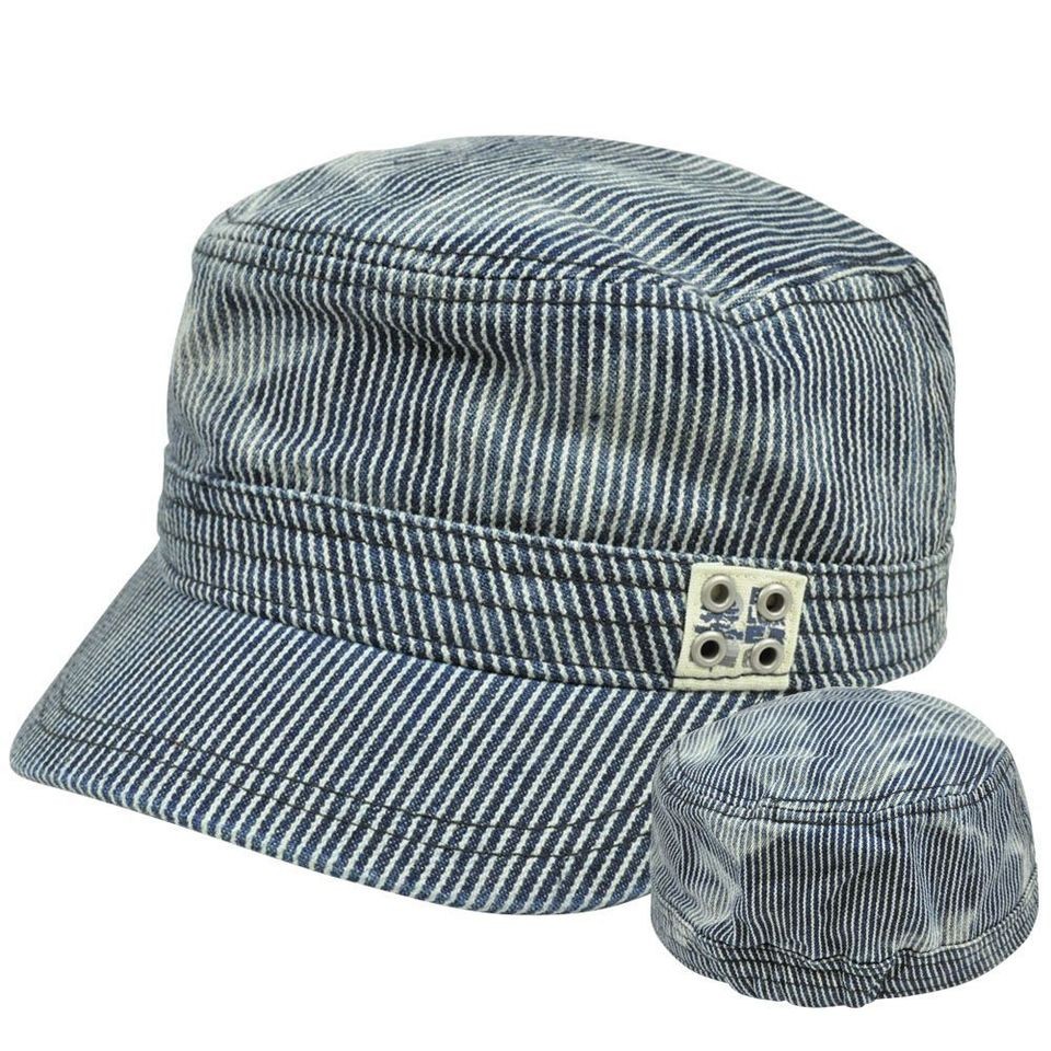 Train Conductor Newsboy Fatigue Military Style Stripes Stretch Band 