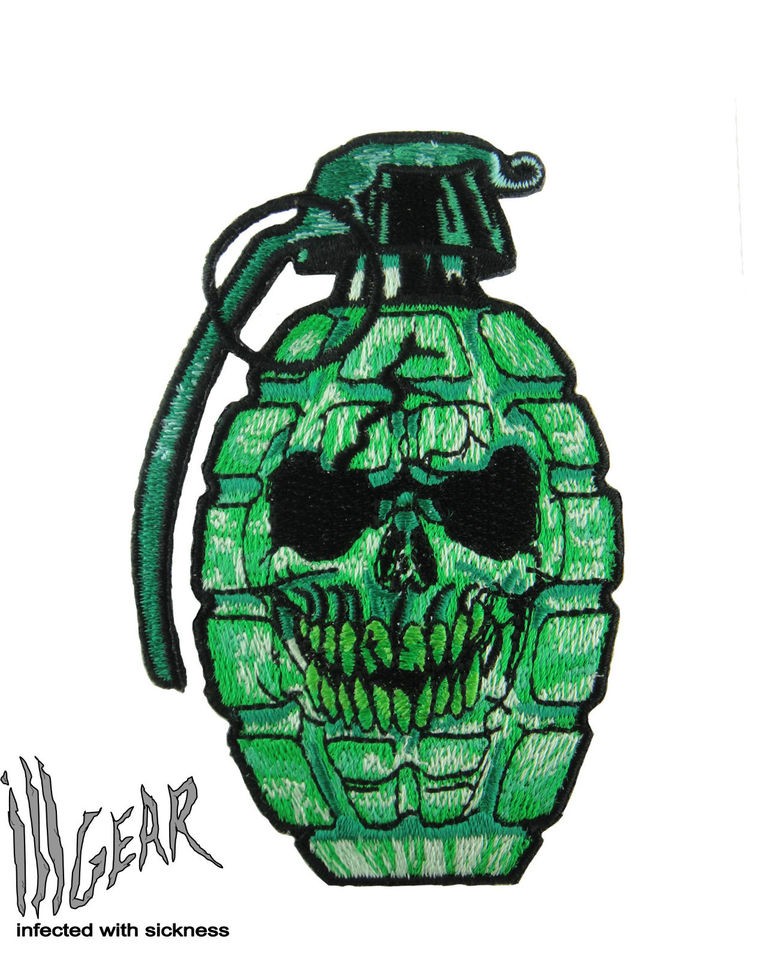 ill Gear EVIL SKULL GRENADE Velcro Patch Tactical Survival Zombie Bomb 