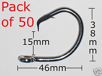 Bulk pack 50 x 13/0 Stainless H/D Tuna Circle Hooks