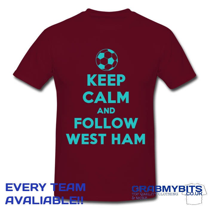   KEEP CALM FOOTBALL SUPPORTER T SHIRT ADULT/KIDS SIZES   WEST HAM