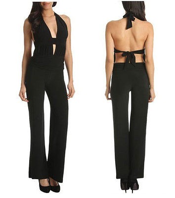 Hot Sexy Womens Halterneck Open Back Club Dance Jumpsuit Bodysuit 