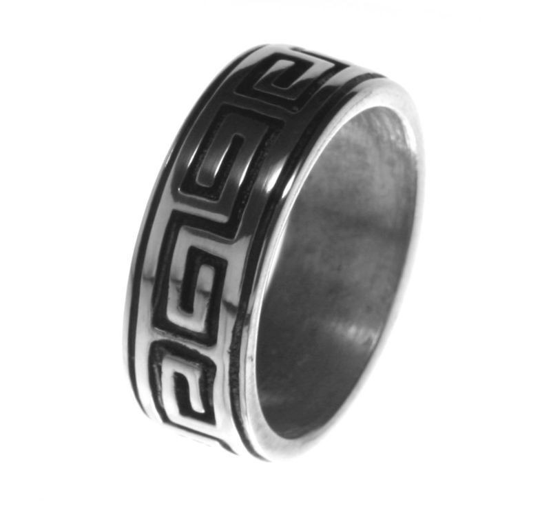 Newly listed Alpaca Silver Ring R4 Greek Key Maze Labyrinth Size 10