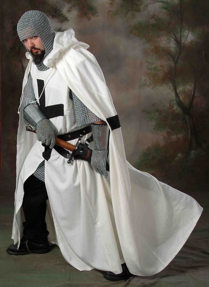 MEDIEVAL TEUTONIC KNIGHT Cape   Black Latin Cross   SCA LARP 