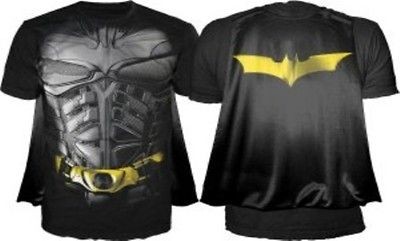 BATMAN DARK KNIGHT COSTUME WITH CAPE ADULT MENS DC COMICS T TEE SHIRT 