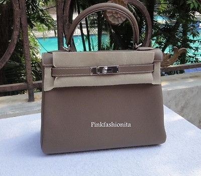 BNIB Hermes Kelly 28 Etoupe Togo PHW Complete