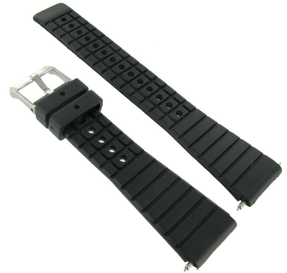 20mm Speidel Express Rubber Black Watch Band Mens N2