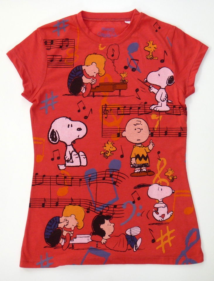 SNOOPY Charlie Brown (Music Notes) Red Womens T.Shirt