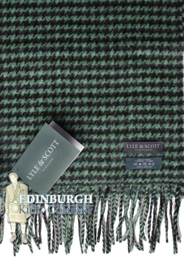 LYLE & SCOTT   SOFT, LUXURIOUS, 100% CASHMERE SCARF   GREEN/BLACK 