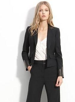   665 02 FW Elizabeth and James Ashfold Leather Trim Jacket Black 0 2 4