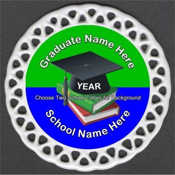   Custom Personalized Porcelain Christmas Ornament Graduation Colors Cap