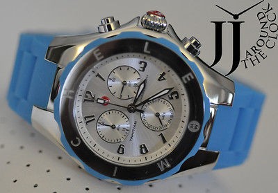 NEW MICHELE TAHITIAN BEAN JELLY BEAN LARGE SWISS BEACH BLUE WATCH 