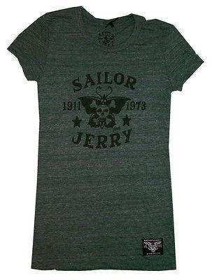 Sailor Jerry Bad Butterfly Tattoo Artist Green Soft Juniors Babydoll T 