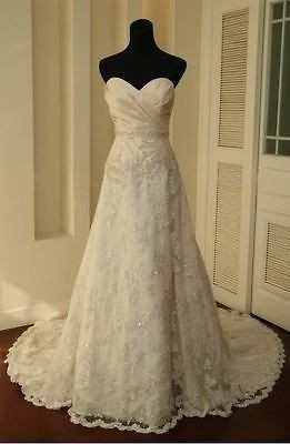 Elegant Lace Ivory Wedding Dress Bridal Gown Long Prom Dress Formal 