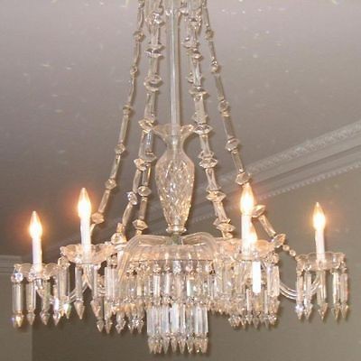 1870 Mitchell, Vance & Co. Crystal Chandelier Gasolier   4 drop x 3 