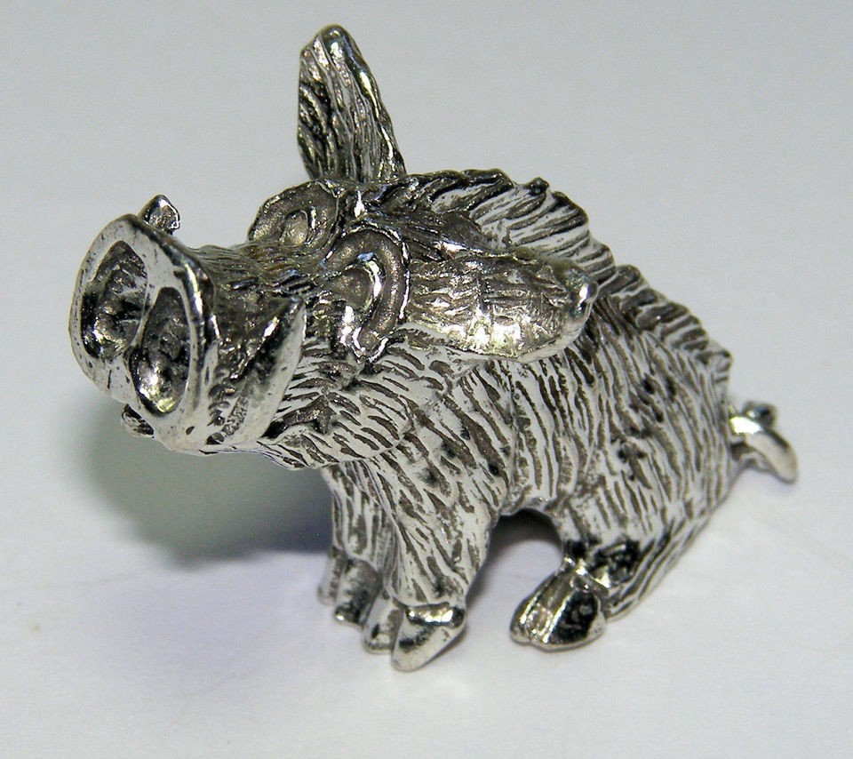 Boar Hog Pig with Tusks Good Detail Pewter Figurine