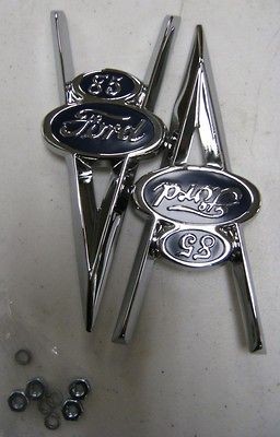 1937 Ford Pickup Commercial Truck Hood Side Emblem Set