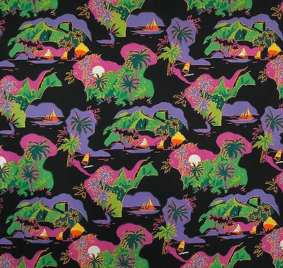 Alexander Henry Collection Tropical Island Cotton Fabric 1 yard Black 