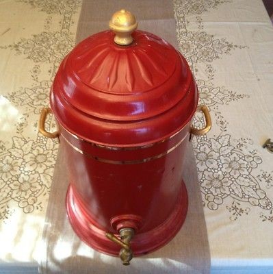 ANTIQUE RETRO METAL LEMONADE DISPENSER WITH BRASS or COPPER SPOUT