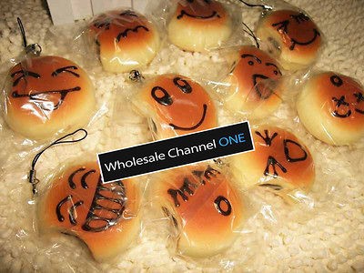 30pcs X Lovely Cartoon Face Bread Squishy Charm/phone Pendant Straps 