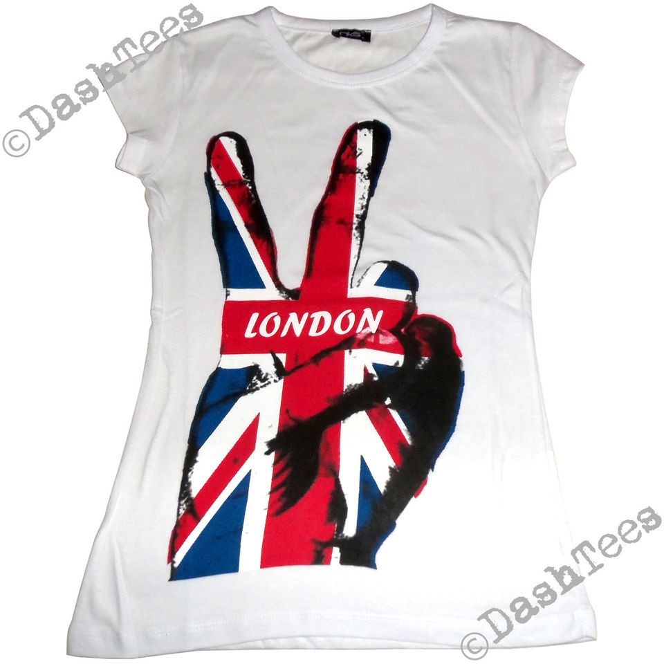 UNION JACK UK FLAG LONDON VICTORY FINGERS RETRO NEW GIFT LADIES TOP T 