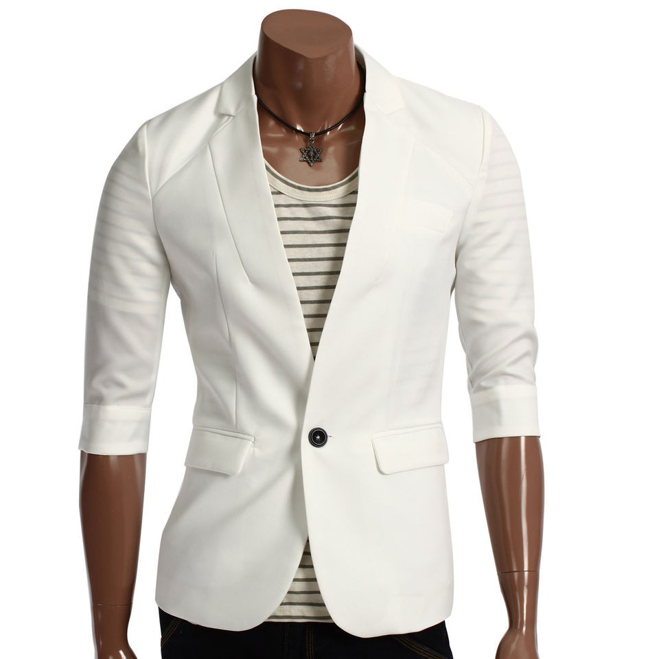 Doublju Mens Casual Vivid Color Short Sleeve Blazer Jacket (092D)