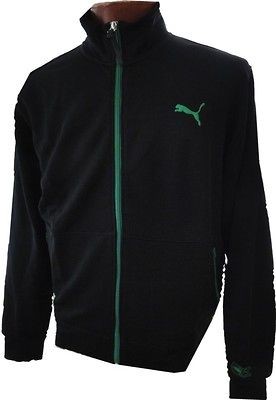 NEW Mens $70 PUMA Tricot ADVANCED II TRACK Top JACKET Black w/Green 