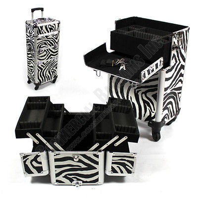 Makeup Artist Beauty Case Rolling Lockable Aluminum Cosmetic Train Box 