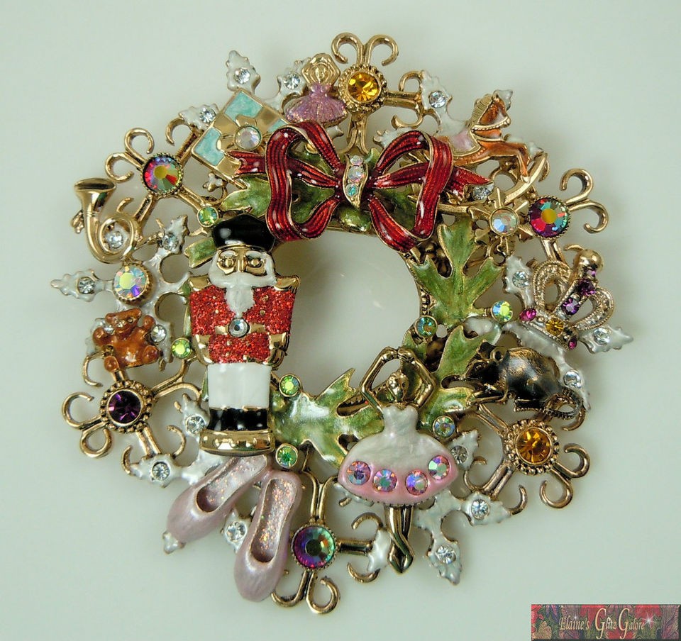 Kirks Folly Nutcracker Suite Wreath Pin / Pendant