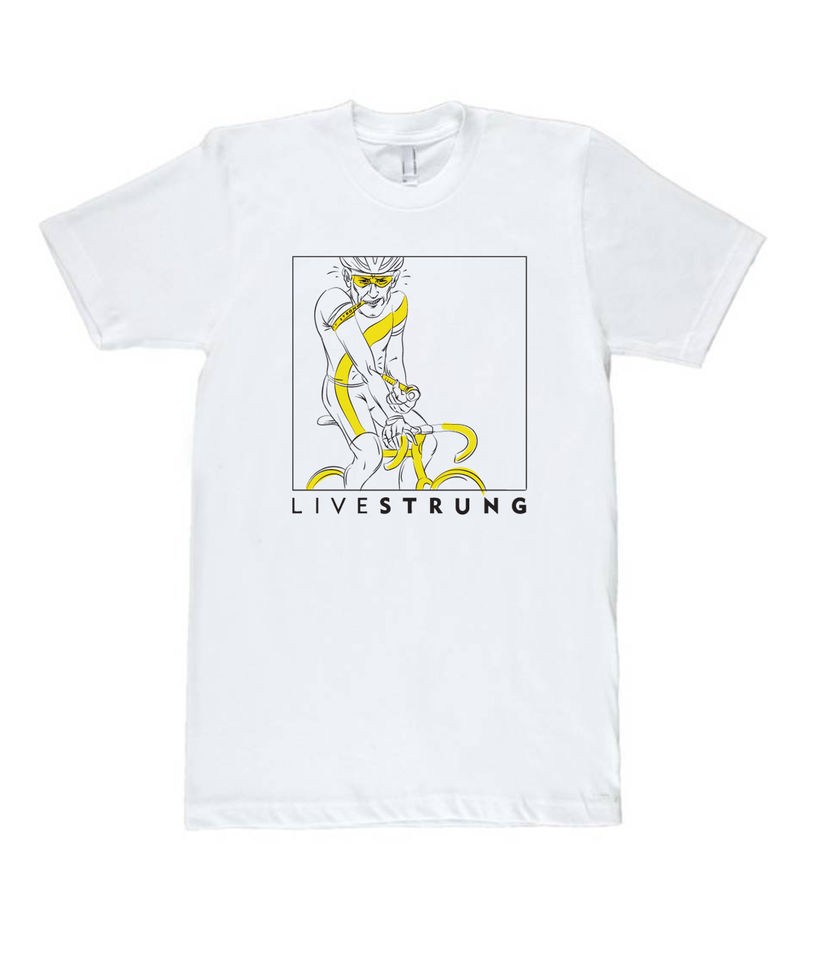 Lance Armstrong Livestrong Livestrung Mens white tee shirt