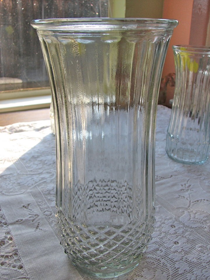 Tall Vintage Hoosier Clear Glass Floral Vase 9 3/4 High #4089 A 
