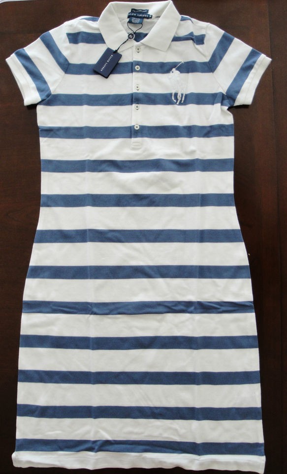 NWT Ralph Lauren Womens S/S Striped Mesh Big Pony Polo Dress M L XL 