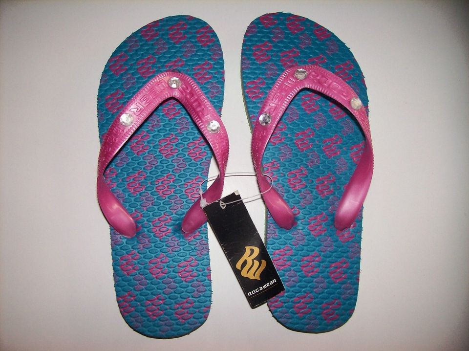 Rocawear Sandals Flip Flops Thongs Girls Blue Pink RW Sizes 1, 3, 4 