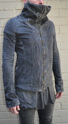 JULIUS _7 Cotton Denim Grey Cowl Neck Jacket 2 Goth_ik AW 10 Japan