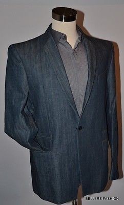 1210 NWT JUST CAVALLI 100% COTTON DENIM SPORTCOAT BLAZER SIZE EU 58 