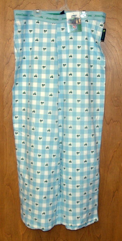 NEW John Deere 100% Cotton Blue Tractor Check Lounge Pajama Pants S M 