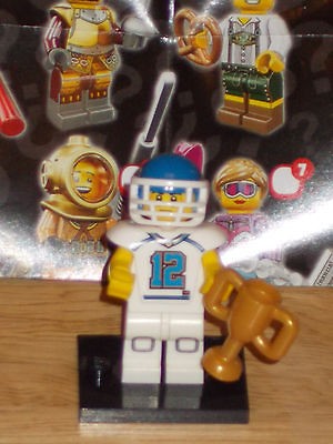 LEGO 8833 Minifigure Series 8 FOOTBALL PLAYER COMPLETE w/ Trophy 