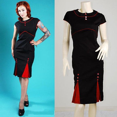 Vtg Retro Burlesque Kick Pleat Pinup Mad Men 40s 50s Rockabilly Pencil 