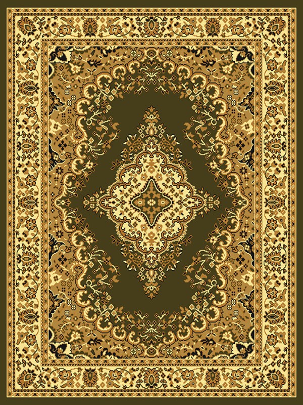 TRADITIONAL tan GREEN beige KERMAN bordered PERSIAN medallion AREA rug