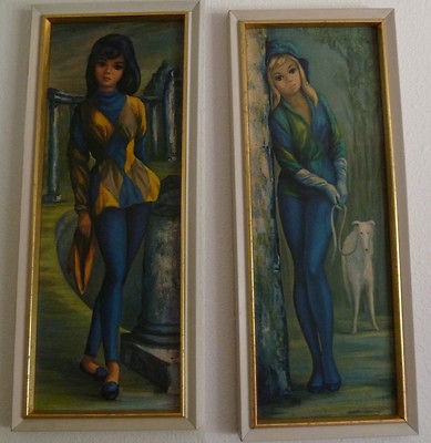 Newly listed 2 Vintage 1960s MAIO Harlequin Brunette & Blonde Girls 