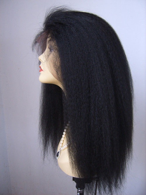 Lace Front Wig 14 20 Kinky Straight 100% Indian Remy Human Hair 1b 