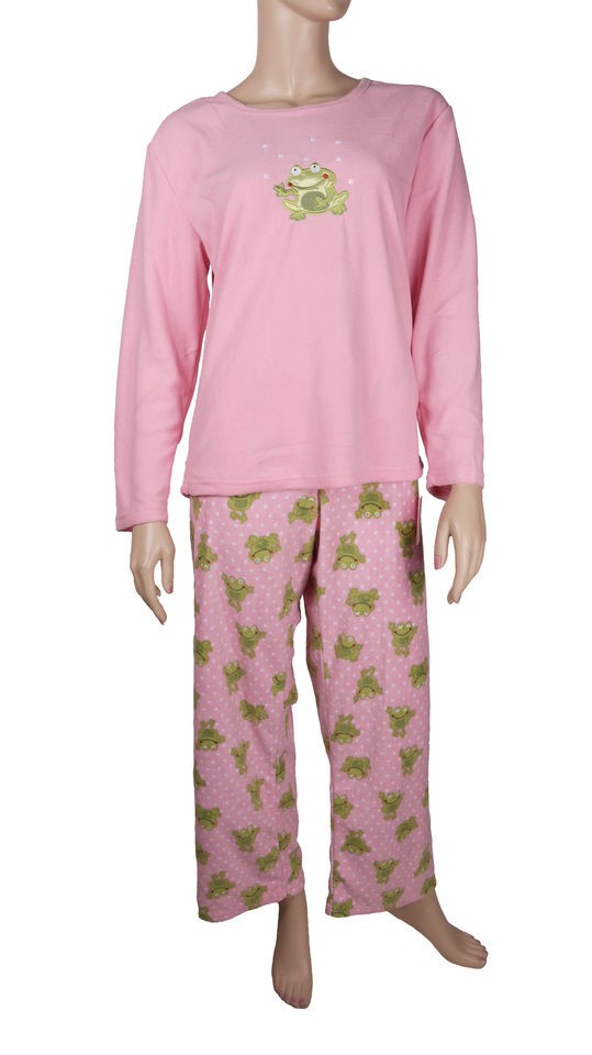 Womens PLUS 2pc Long Fleece Pajama GIFT Set,Loungewear​,Top &Printed 