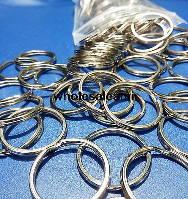 WHOLESALE LOT 100 KEY RINGS SPLIT RINGS SILVER KEYCHAIN 25mm 1 D