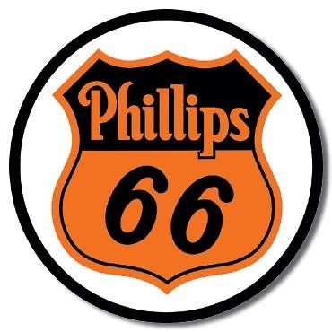 Phillips 66 Shield Gas Gasoline Automotive Car Garage Round Tin Metal 