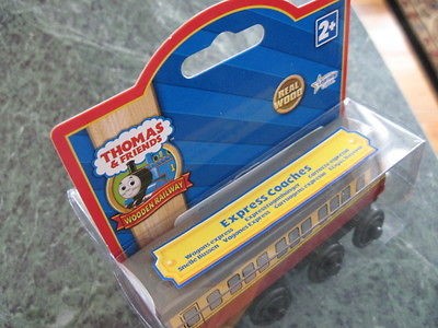 EXPRESS COACHES (2) + Character Card VHTF Thomas Tank Wooden BNIP 