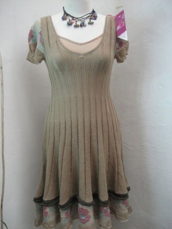 IVKO dress linen caffe latte kleid beige jurk tunic 16 XL 44