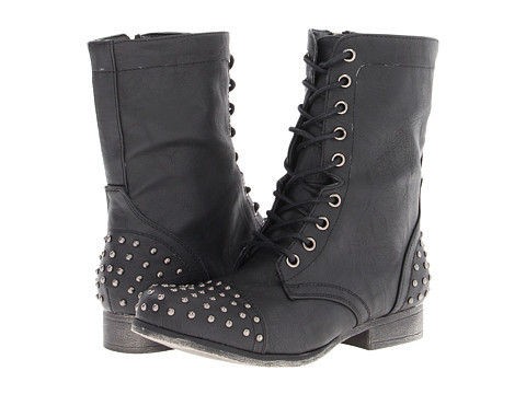 madden girl gewelz la ce up studded com bat boot